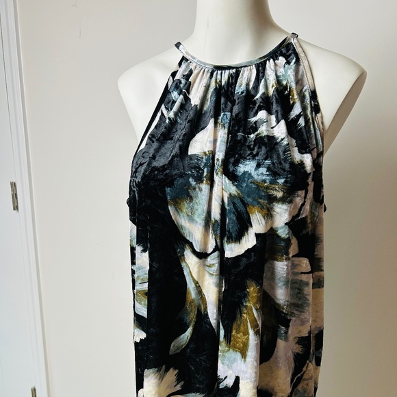 Status by Chenault Abstract Halter Tank Top-Velvet Texture Sz XL - Made in USA - Picture 2 of 11